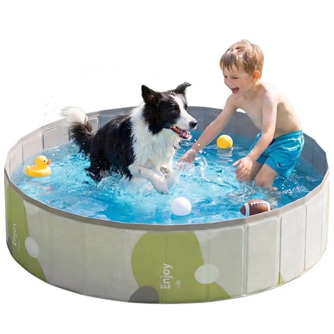 Foldable Dog Pool,48"x12"Portable PVC Pet Swimming Pool & Bath Tub,Collapsible Ball Pit for Dogs,Cats,Puppies Indoor/Outdoor Use