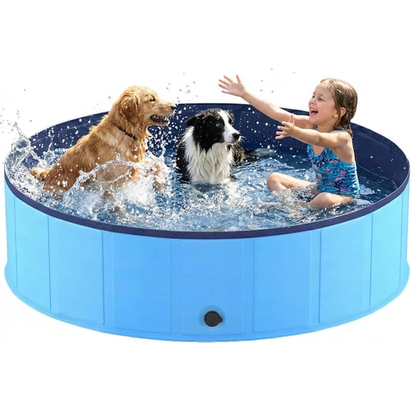 Foldable Dog Pool, 72'' Extra Large Extra Large Collapsible Dog Swimming Pool Hard Plastic Portable Pets Bath Tub for Dogs and Cats