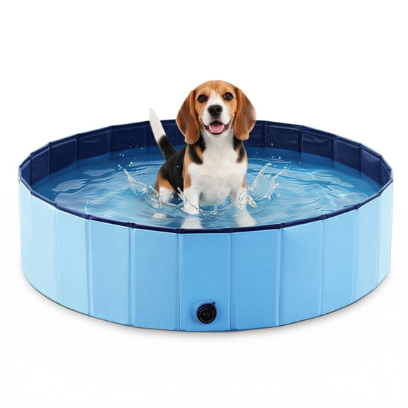 Foldable Dog Pool Blue Small-32" x 8" For Small & Medium Pets
