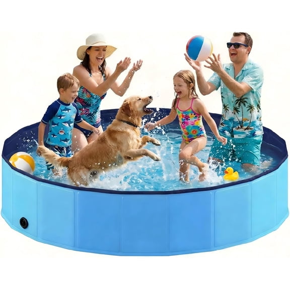 Foldable Dog Pool, Collapsible Dog Swimming Pool Hard Plastic Portable Pets Bath Tub for Dogs and Cats, Pet Wading Pool for Indoor Outdoor Backyard