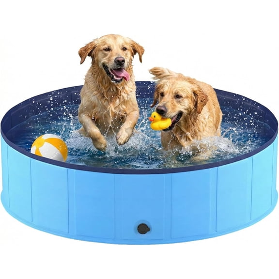 Foldable Dog Pool, Collapsible Dog Swimming Pool Hard Plastic Portable Pets Bath Tub for Dogs and Cats, Pet Wading Pool for Indoor Outdoor Backyard