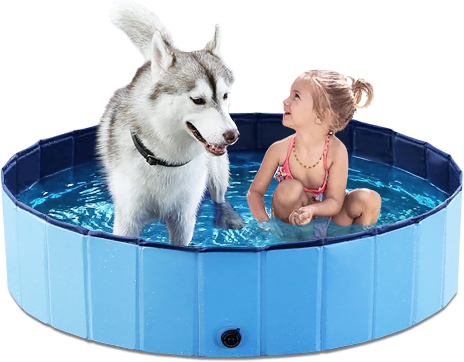 Foldable Dog Pool Collapsible Hard Plastic Swimming Pool Portable Kiddie Pool Pet Pool Doggie Wading Pool Bath Tub for Puppy Small Medium Large Dogs Cats and Kids 48"