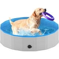 Foldable Dog Pool, Collapsible Hard Plastic Dog Swimming Pool, Portable Bath Tub for Pets Dogs