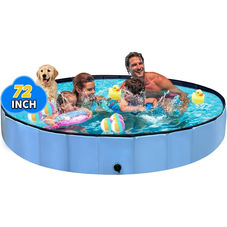 Foldable Dog Pool, Hard Plastic Kiddie Pool for Toddlers 1-3, 72