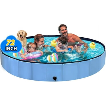 Foldable Dog Pool, Hard Plastic Kiddie Pool for Toddlers 1-3, 72" Blue Pet Bathing Tub, Swimming Pool for Kids, Collapsible Kids Pool for Backyard, Play Pool for Kids, Doggie, Kitty