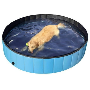 Foldable Dog Pool, PVC Dog Bathtub Pool Kiddie Pool Dog Wash Tub for Dogs Cats and Kids, Blue, 2 Size Optional