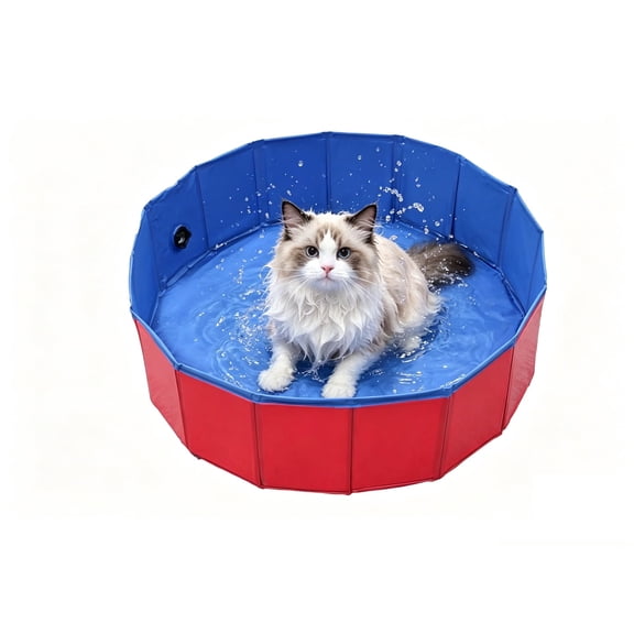 Foldable Dog Pool with Sprinkler, Large Swimming Pool,Collapsible Pet Bathing Tub for Pets Dogs Cats and Kids