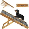 thumbnail image 1 of 2025 Upgraded Dog Ramp for Couch, Foldable Small Dog Ramp for Low Bed, 4 Adjustable Height from 13'' to 21", Portable Stable Pet Step with Non-Slip Pad, Pet Ramps Use for Couch Stairs, Walnut, 1 of 13