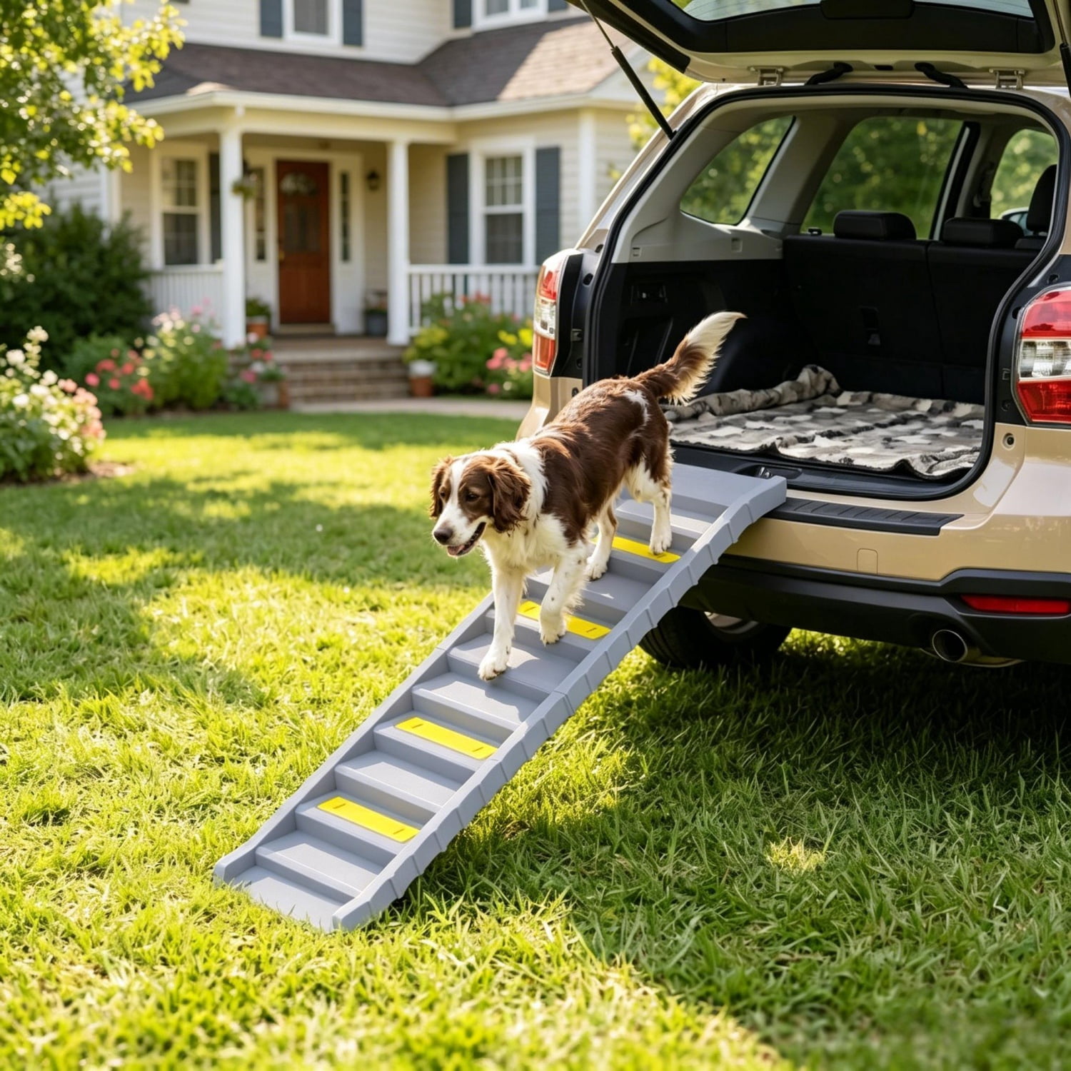 Foldable Dog Stairs Ramp for Car Truck SUV, for Large Medium Small Dogs