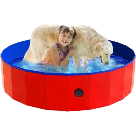 Foldable Dog Swimming Pool Portable PVC Plastic Pool Outdoor Pet Bathing Tub for Dogs Cats 47" x 12"