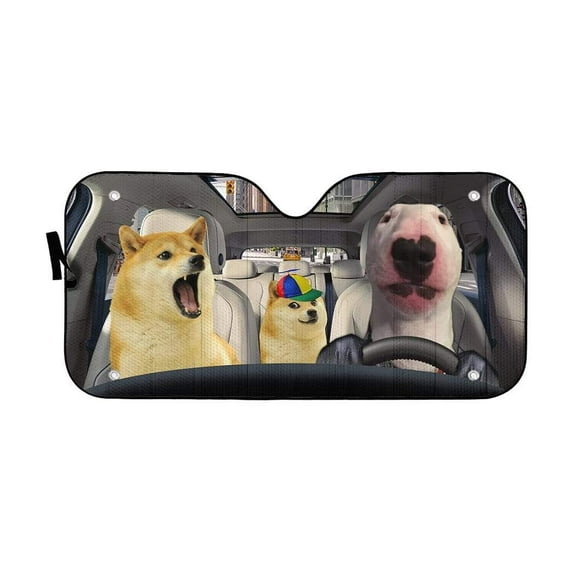 Foldable Doge Inspired Car Sunshade For Auto Windshield Protection