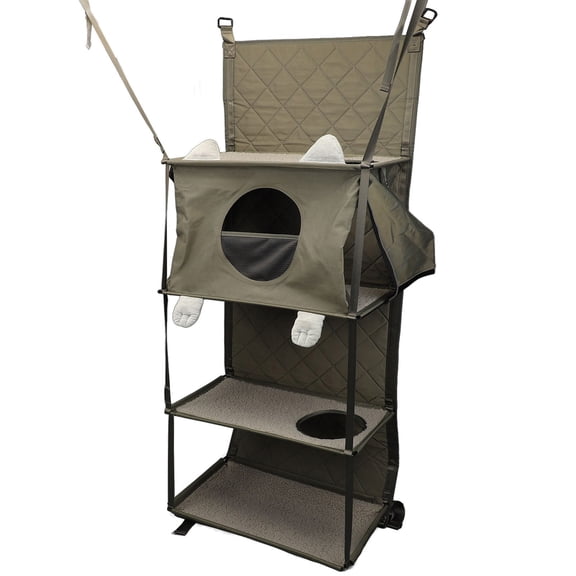 Foldable Door Mounted Cat Climber Hanging Cat Tree Tower Bed with Cushion & Toy Bell for Indoor Cats Over the Door