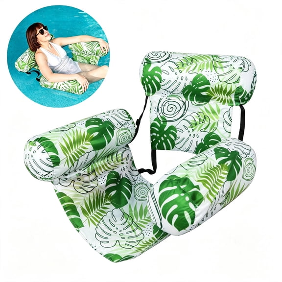Foldable Double Backrest Inflatable Floating Chair, Breathable Mesh Hammock Style Pool Lounge, Portable Water Float for Swimming Pool, Lake and Outdoor Water Relaxation