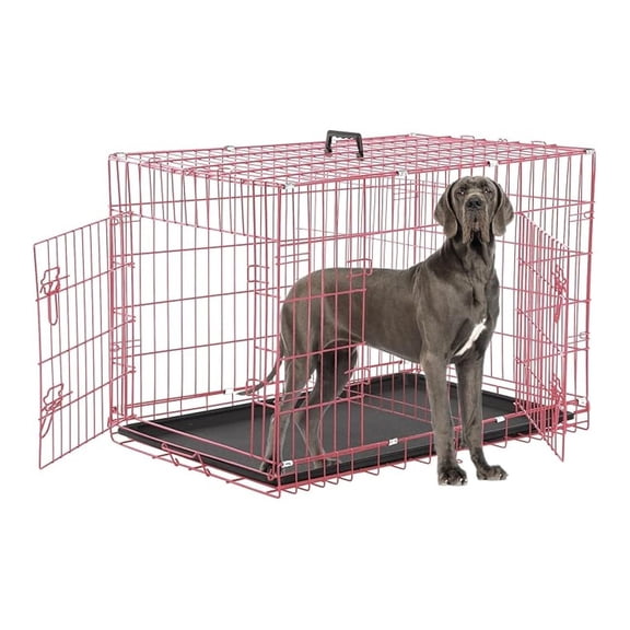 Foldable Double Door " Dog Crate with Leak-Proof Tray & Portable Dog Cage for Large Dogs - Collapsible, Indoor