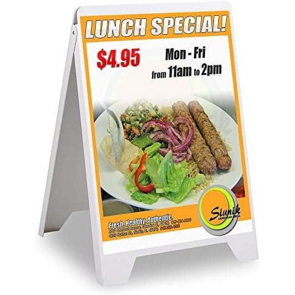 Foldable Double-Side Poster Sign Stand Sidewalk Sandwich Sign PVC Board A-frame Design Graphic Size 19 11/16"x32 11/16" Restaurants Cafes Pubs Retail Stores Market US Delivery (Without handle)$$Other