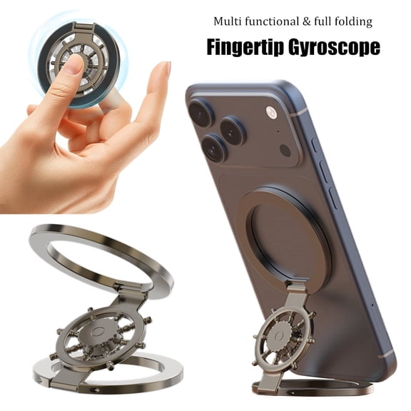 Foldable Double Sided Magnetic Cell Phone Stand,360° Adjustable Alloy Phone Holder for iPhone 17 16 15 14 13 Pro Max,Samsung Galaxy,All Smartphones,Decompression Fingertip Gyroscope