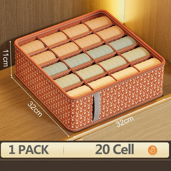 Foldable Drawer Dividers,20 Cell Underwear Ties Belts Socks Storage Boxes,Washable Thicken Non-woven Fabric Collapsible Closet Cabinet Organizer,12"X12"X4.3"