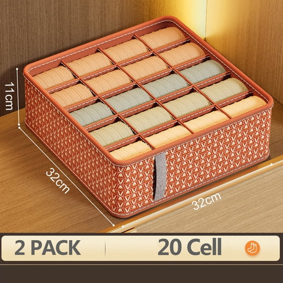 Foldable Drawer Dividers,20 Cell Underwear Ties Belts Socks Storage Boxes,Washable Thicken Non-woven Fabric Collapsible Closet Cabinet Organizer,12"X12"X4.3"