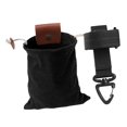 thumbnail image 1 of Foldable Drawstring Bag Pouch with Drawstring & Buckle Belt Leather Tool for Camping Treasures Beachcombing Mushroom Hike , Black, 1 of 9