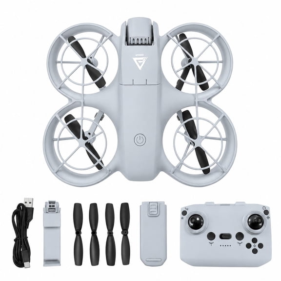 Mini Drone with 4K Camera for Kids & Beginners, Altitude Hold, Headless Mode, 3 Speeds, LED Lights, One-Key Takeoff, RC Quadcopter Toy Gift, Gray