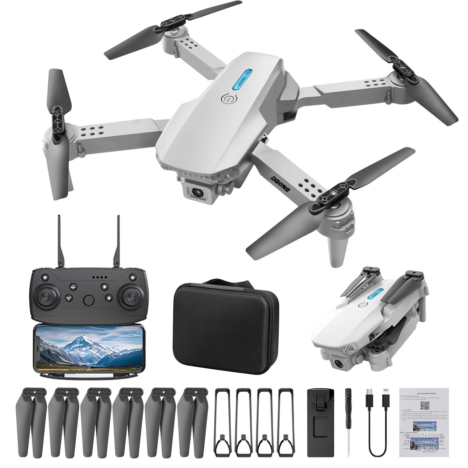 Foldable Drone with Camera for Beginners, Dual HD Cameras with FPV Transmission, Long Flight Time, Easy to Fly for Kids and Adults