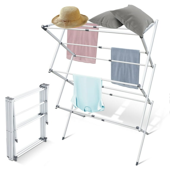 Foldable Drying Rack Clothing,Clothes Drying Rack Folding Indoor and Outdoor Rack, Moveable Laundry Drying Rack, White