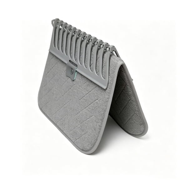 Foldable Drying Rack and Microfiber Mat, Plate Drying Mat, Folding Dish Drying Mat, Space Saving Drying Mat, for Plates, Bowls & Utensils