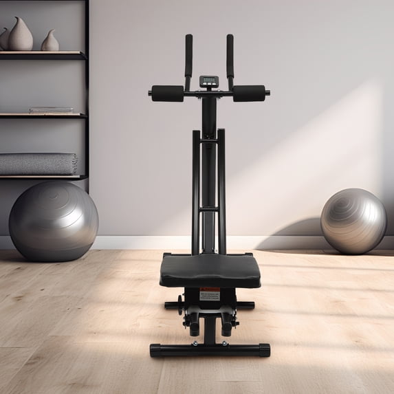 Foldable Dual‑Track Ab Machine for Home Core Workout – Adjustable Incline & Silent Rollers, LED Display, Heavy Duty Steel Frame, 330 lb Capacity for Abs, Back & Full Body Fitness