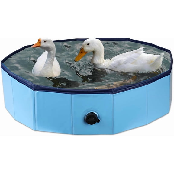 Foldable Duck Pool, Portable Hard Plastic Duck Pond Tub, Collapsible Duck Pools for Pet Ducks, Dogs and Cats Indoor & Outdoor Use, Hard Shell, Easy to Clean and Store