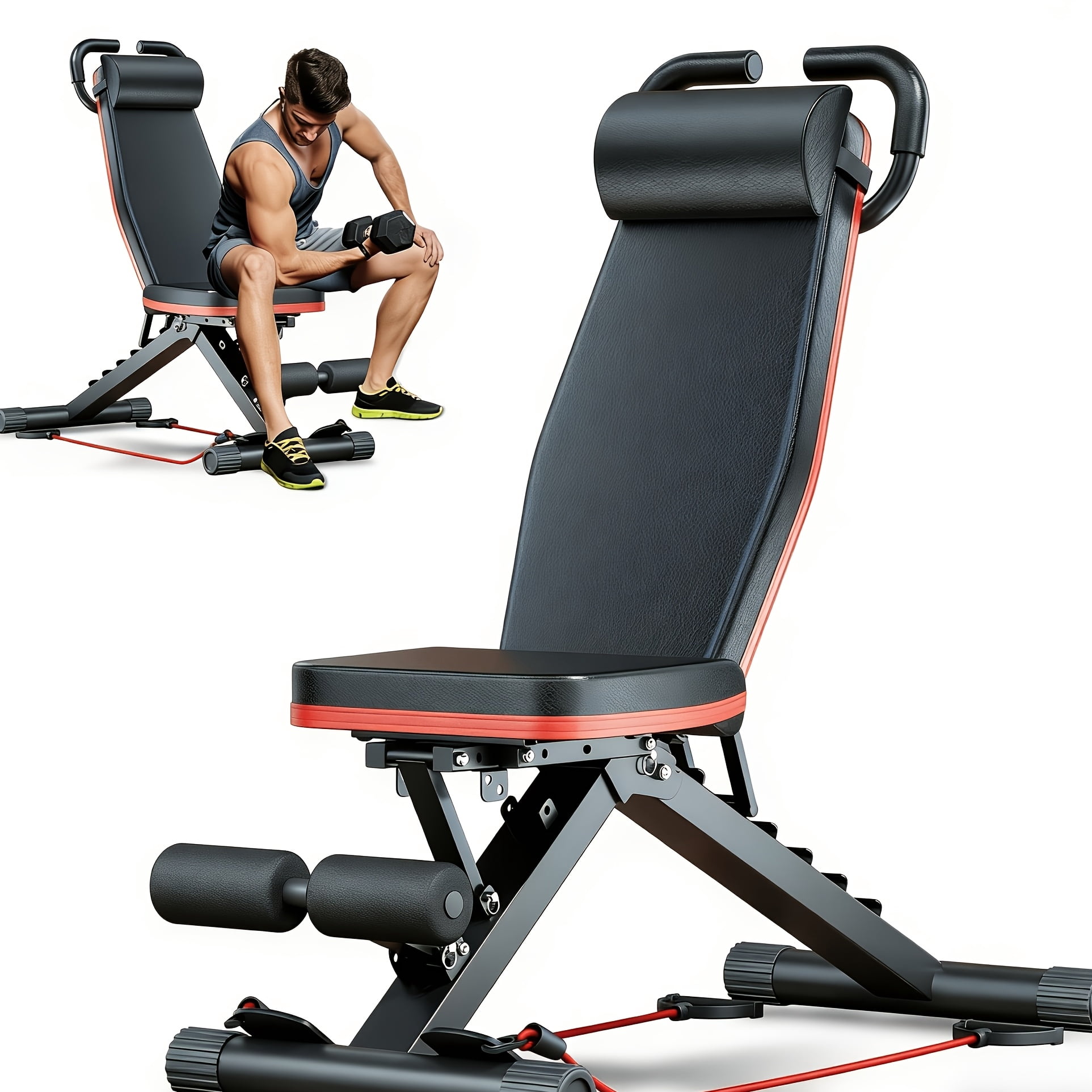 Foldable Dumbbell Bench for Home Gym - Adjustable Weight Bench with ...