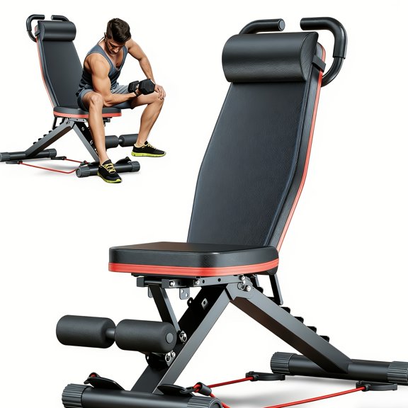 Foldable Dumbbell Bench for Home Gym - Adjustable Weight Bench with Multiple Backrest Positions for Chest, Shoulders, and Arms Workouts - Multi-Functional and Space-Saving Design for Apartments