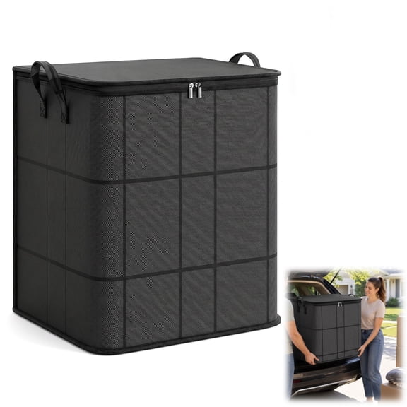 Foldable Dust-Proof Storage Bags Large Capacity Zipper Organizer Heavy Duty Handles for Comforter Blanket Seasonal Clothes 110L