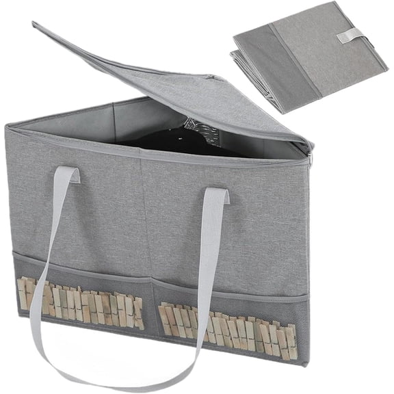 Foldable Dustproof Hanger Storage Bin with Lid Closet Organizer for Dorm Bedroom Laundry