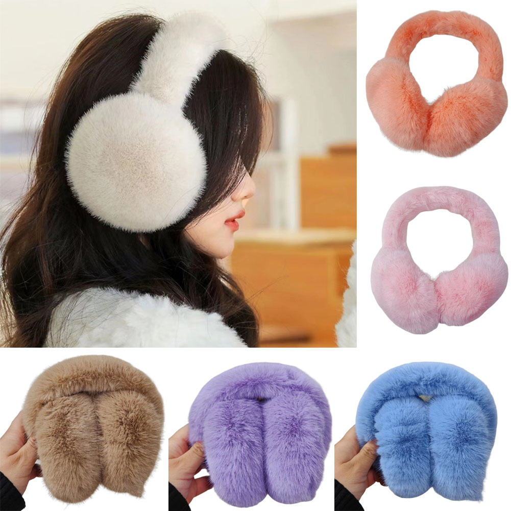 Foldable Ear Muffs For Women Cold Weather Fluffy Earmuffs Winter Warm 