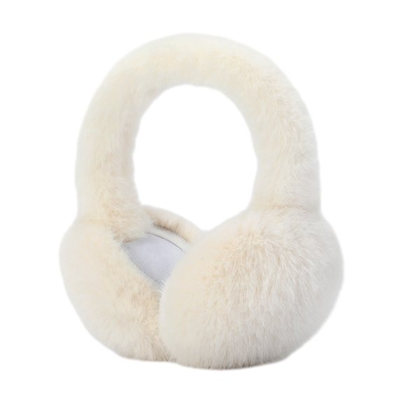 Foldable Ear Muffs for Women Cold Weather Fluffy Earmuffs Winter Warm Headband Cute Slouchy Ear Warmers - white