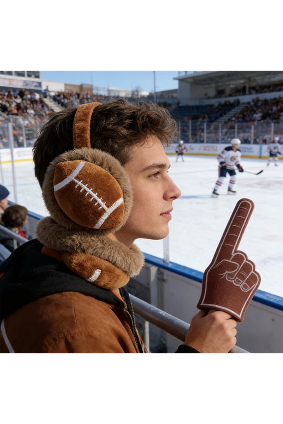Foldable Ear Protection Thermal Earmuffs Foldable Thermal Earmuffs with Ball Design, Winter Ear Protection Gear, Cold Weather Ear Warmers, Sporty Ear Covers in Coffee