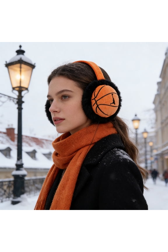 Foldable Ear Warmth Thermal Earmuffs Foldable Thermal Earmuffs with Sporty Design, Winter Ear Warmers, Cold Weather Protection, Portable Ear Covers in Orange