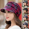 thumbnail image 1 of Foldable Earflap Cap for Women Ethnic Floral Print Short Brim Winter Hat, 1 of 5