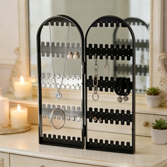 Foldable Earring Organizer Jewelry Display Storage Rack Necklace Holder Tabletop Accessory Organizer