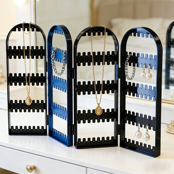 Foldable Earring Organizer Jewelry Display Storage Rack Necklace Holder Tabletop Accessory Organizer