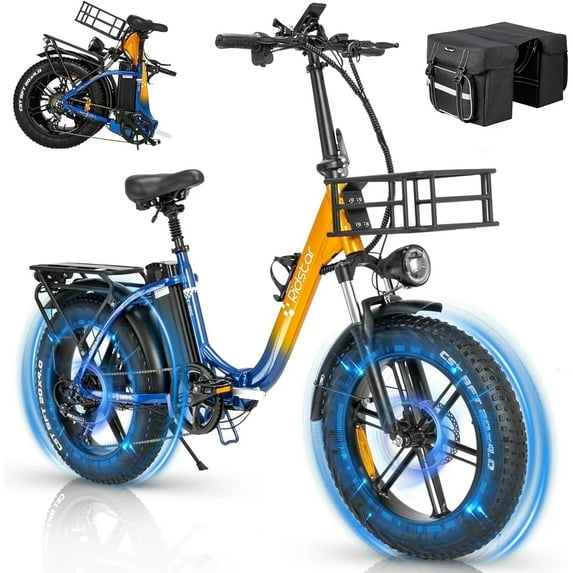 Ridstar Electric Bike for Adults,1000W 30mph,48V 15Ah Electric Bicycle,20'' Fat Tire Folding Mountain Bike UL2849