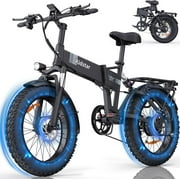 Ridstar Electric Bike for Adults,PEAK 1500W 30MPH,48V 15Ah Electric Bicycle,7 Speed 20'' Fat Tire Folding Mountain Bike UL2849