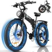 Ridstar Electric Bike for Adults,1500W 35MPH 48V/20AH Electric Bicycle,26" Fat Tire 21 Speed Folding Mountain Bike UL2849