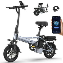 Foldable Electric Bike for Adults and Teens,14 Inch Tire 500W Rear Wheel Drive Motor with 48V 10.4Ah Removable Lithium Battery Two Seats UL2849
