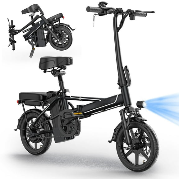 Foldable Electric Bike for Adults and Teens,14 Inch Tire 500W Rear Wheel Drive Motor with 48V 15.6Ah Removable Lithium Battery Two Seats UL2849