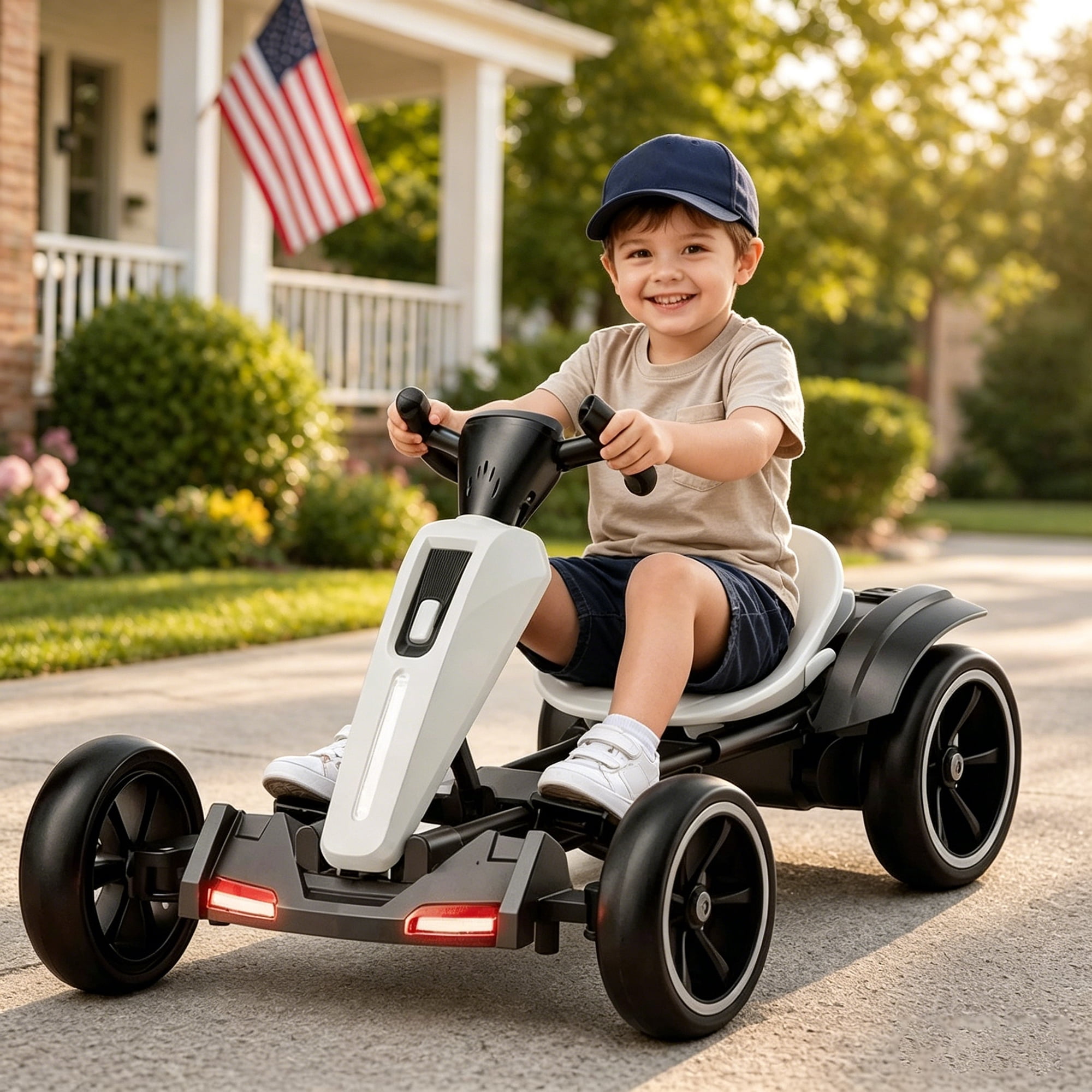 Joyracer 12V Ride on Toys, Foldable Electric Kids Go Kart with ...