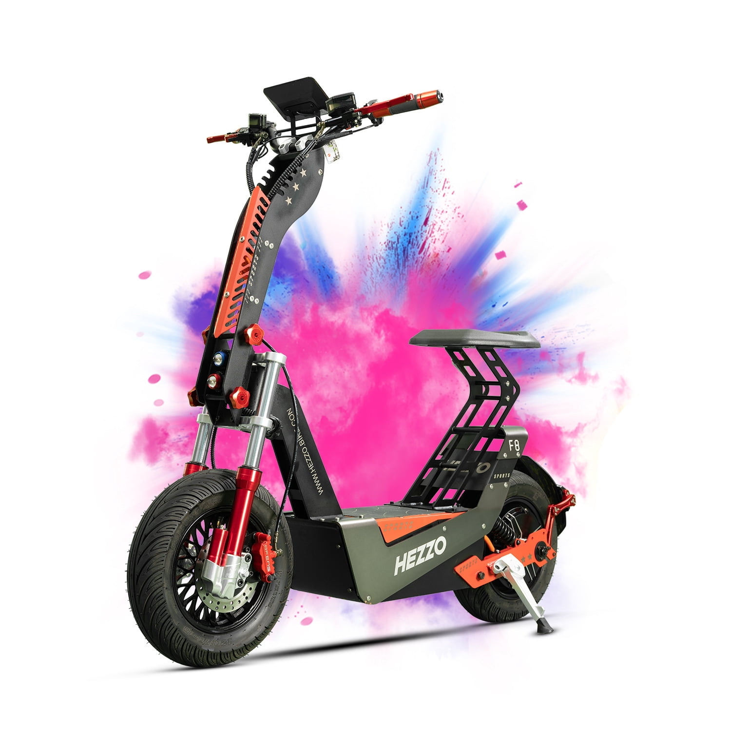 Foldable Electric Scooter, 72V 8000W E-scooter for Adults with Seat, NFC, and Dual Brake, 62 MPH Max Speed, Up to 75 Miles Range, 16" Solid Fat Tires Off Road