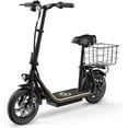 thumbnail image 1 of Foldable Electric Scooter for Adults, with Adjustable Seat, 500W Brushless Motor, 20MPH & 30 Miles Range, 12" Pneumatic Tire E-Mopeds with LCD Display & Carry Basket, 265lbs Max Load, Black, 1 of 8