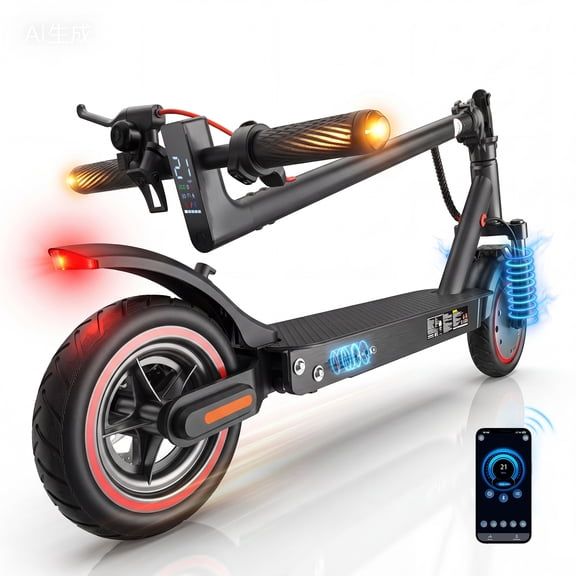 Foldable Electric Scooter for Adults, 500W Motor, 36V 7.8Ah Battery, Max 23 Miles Range, Dual Suspension, Smart App Control
