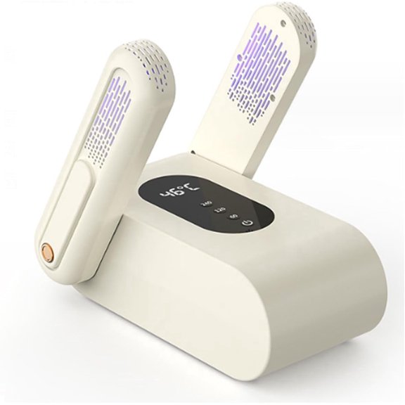 Foldable Electric Shoe Warmer and Dryer with Adjustable Arms, Smart Digital Timer, and Quiet Operation for Home and Travel Use